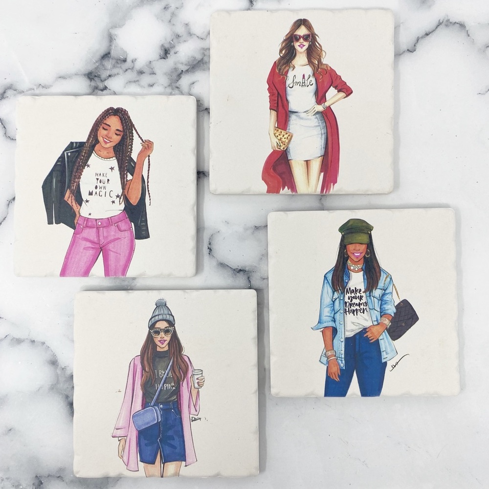 Fashionista Rongrong Drink Coasters, Set of 4